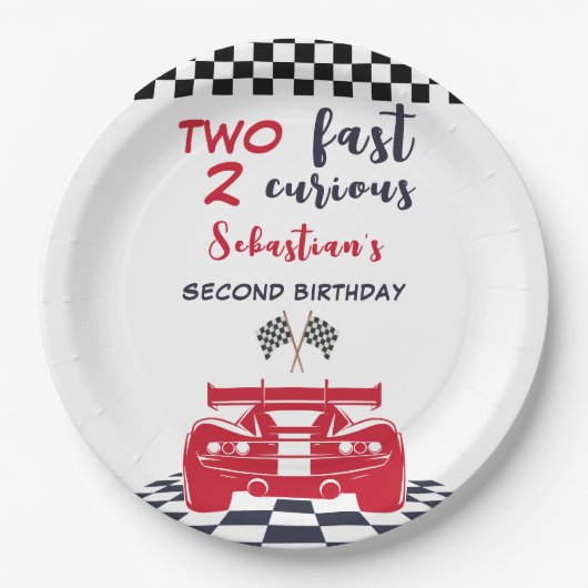 Twee snelle 2 nieuwsgierige tweede kinderverjaarda papieren bordje (Voorkant)