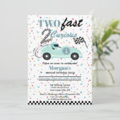 Twee snelle 2Curious Blue Sports Car tweede verjaa Kaart (Staand voorkant)