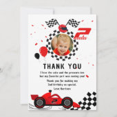 Twee snelle 2de verjaardag kinderen leuke rode rac bedankkaart (Voorkant)