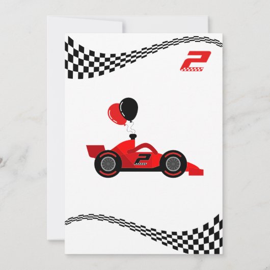 Twee snelle 2de verjaardag kinderen leuke rode rac bedankkaart (Achterkant)