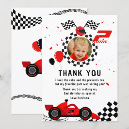 Twee snelle 2de verjaardag kinderen leuke rode rac bedankkaart