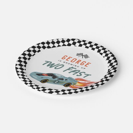Twee snelle 2e verjaardag - Hot Car Party Papieren Bordje (Gekanteld)