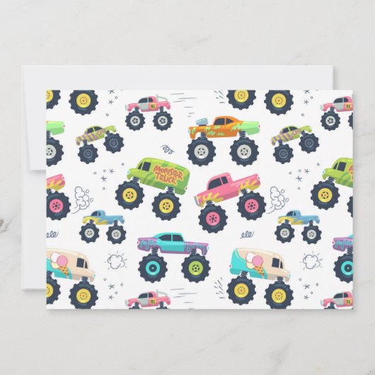 Twee snelle 2e Verjaardag Kinder Monster Auto Truc Kaart (Achterkant)