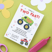 Twee snelle 2e verjaardag Kinder monsterwagens Kaart