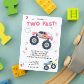 Twee snelle 2e verjaardag Kinder monsterwagens Kaart