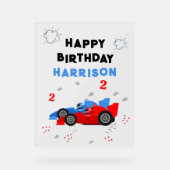 Twee snelle 2e verjaardag Kinder raceauto's naam Acryl Bord (Voorkant)