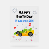 Twee snelle 2e verjaardag Kinder raceauto's naam Acryl Bord (Voorkant)
