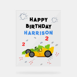 Twee snelle 2e verjaardag Kinder raceauto's naam Acryl Bord