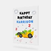 Twee snelle 2e verjaardag Kinder raceauto's naam Acryl Bord (Hoek)