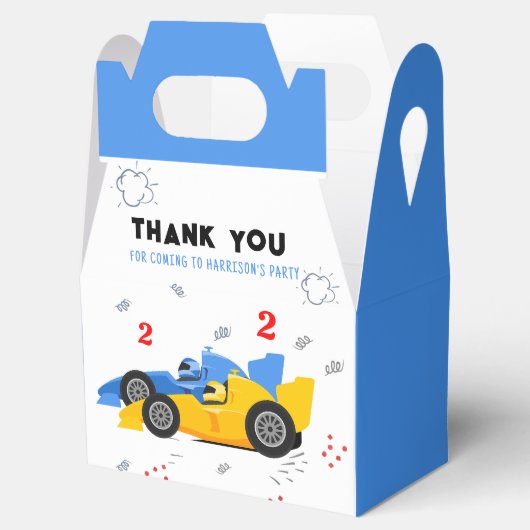 Twee snelle 2e verjaardag Kinder raceauto's naam Bedankdoosjes (Geopend)