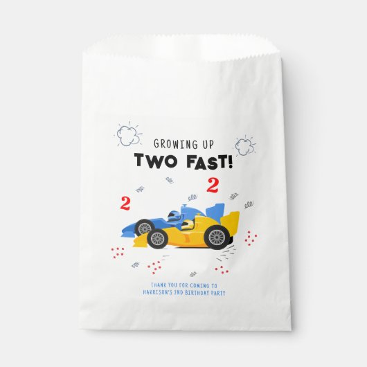 Twee snelle 2e verjaardag Kinder raceauto's naam Bedankzakje (Voorkant)
