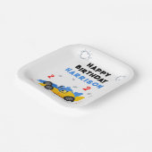 Twee snelle 2e verjaardag Kinder raceauto's naam Papieren Bordje (Gebogen)