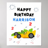 Twee snelle 2e verjaardag Kinder raceauto's naam Poster (Voorkant)