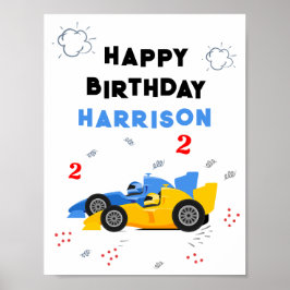 Twee snelle 2e verjaardag Kinder raceauto's naam Poster