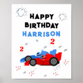 Twee snelle 2e verjaardag Kinder raceauto's naam Poster (Voorkant)