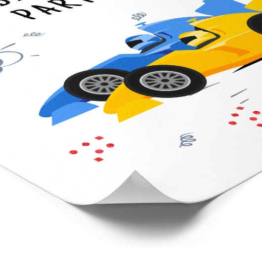 Twee snelle 2e verjaardag Kinder raceauto's naam Poster (Hoek)