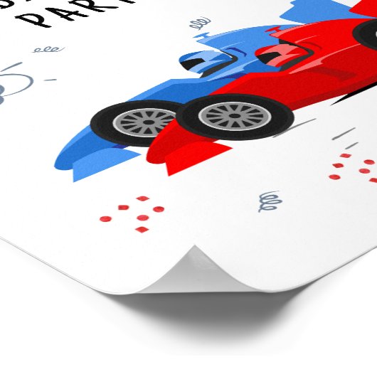 Twee snelle 2e verjaardag Kinder raceauto's naam Poster (Hoek)