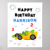 Twee snelle 2e verjaardag Kinder raceauto's naam Poster (Voorkant)