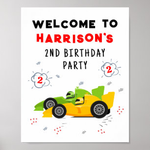 Twee snelle 2e verjaardag Kinder raceauto's naam Poster