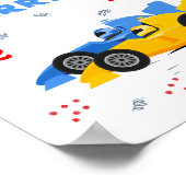 Twee snelle 2e verjaardag Kinder raceauto's naam Poster (Hoek)