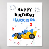 Twee snelle 2e verjaardag Kinder raceauto's naam Poster (Voorkant)
