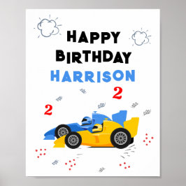 Twee snelle 2e verjaardag Kinder raceauto's naam Poster