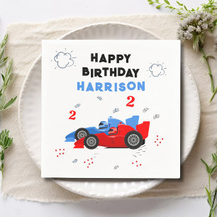 Twee snelle 2e verjaardag Kinder raceauto's naam Servet