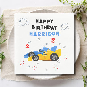 Twee snelle 2e verjaardag Kinder raceauto's naam Servet