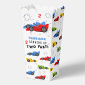 Twee snelle 2e verjaardag Kinder raceauto's op maa Bedankdoosjes (Achterkant)