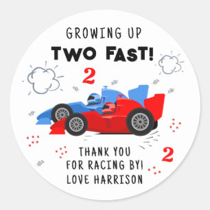 Twee snelle 2e verjaardag Kinder raceauto's op maa Ronde Sticker