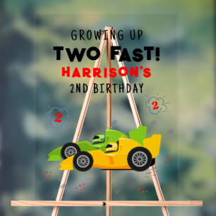 Twee snelle 2e verjaardag Kinder raceauto's welkom Acryl Bord