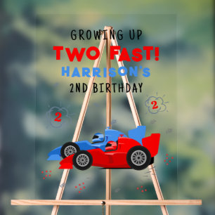 Twee snelle 2e verjaardag Kinder raceauto's welkom Acryl Bord