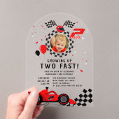 Twee snelle 2e verjaardag Kinder Schattigee rode r Acryl Uitnodigingen (Insitu (Draagbaar))