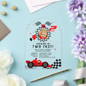 Twee snelle 2e verjaardag Kinder Schattigee rode r Acryl Uitnodigingen (Insitu (Huwelijk))