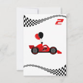 Twee snelle 2e verjaardag Kinder Schattigee rode r Bedankkaart (Achterkant)