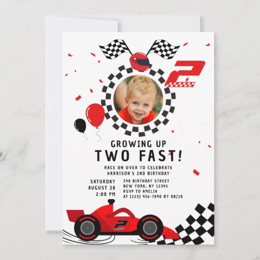 Twee snelle 2e verjaardag Kinder Schattigee rode r Kaart (Voorkant)