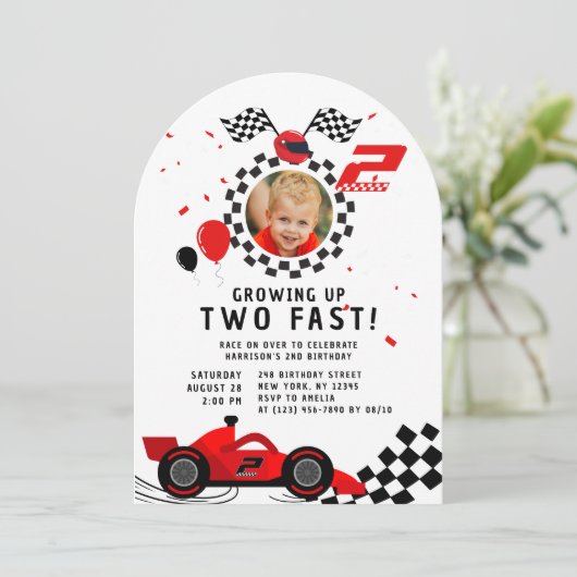 Twee snelle 2e verjaardag Kinder Schattigee rode r Kaart (Staand voorkant)