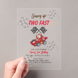 Twee snelle 2e verjaardag opgroeien acryl uitnodigingen