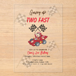 Twee snelle 2e verjaardag opgroeien acryl uitnodigingen