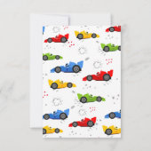 Twee snelle 2e verjaardag raceauto's bedankkaart (Achterkant)