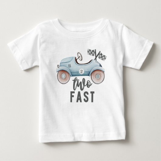 Twee snelle 2e verjaardag shirt race racen (Voorkant)