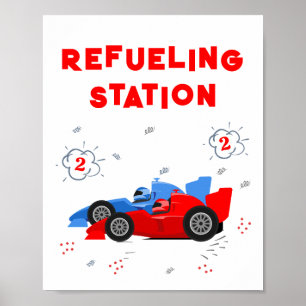 Twee snelle 2e verjaardag tanken tafel teken poster