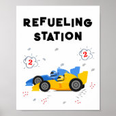 Twee snelle 2e verjaardag tankstation tafelteken poster (Voorkant)