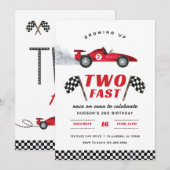 Twee snelle 2e verjaardag uitnodiging (Voorkant / Achterkant)