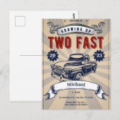 Twee snelle 2e verjaardagsjongen auto goedkope uit briefkaart (Voorkant / Achterkant)