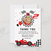 Twee snelle 2e verjaardagskinderen Cute rode racea Bedankkaart (Voorkant)