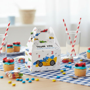 Twee snelle 2e verjaardagskinderen raceauto naam f bedankdoosjes