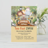 Twee snelle 2Wild Safari dieren auto 2e verjaardag Kaart (Staand voorkant)