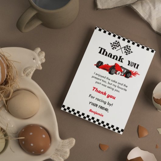 Twee snelle auto race boybirthday party dank u kaa kaart