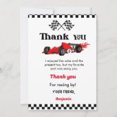 Twee snelle auto race boybirthday party dank u kaa kaart (Voorkant)